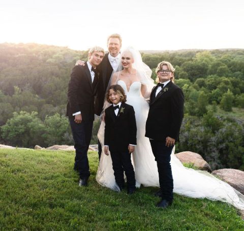 Lead Vocalist of No Doubt, Gwen Stefani, shared her wedding photos along with the most important men in her life: her beau Blake Shelton along with her handsome sons through her Instagram account.